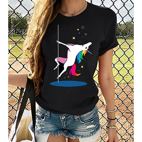 

Women's Plus Size Geometric Graphic Pleated Print Loose T-shirt Street chic Exaggerated Daily Going out Rainbow