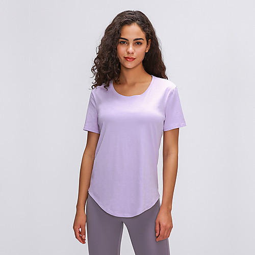 

Women's Yoga Top Fashion Dark Pink White Black Purple Pink Cotton Running Fitness Gym Workout Tee / T-shirt Top Short Sleeve Sport Activewear Breathable Comfort Quick Dry Stretchy