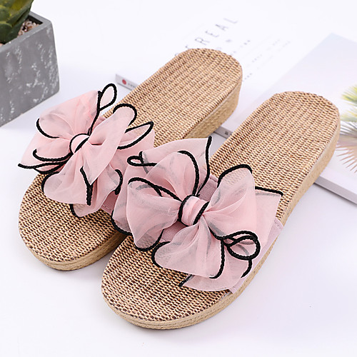 

Women's Slippers House Slippers Ordinary / Casual Linen Bowknot Shoes