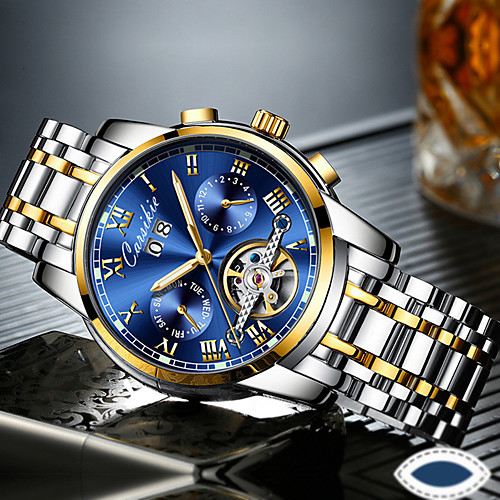 

Men's Mechanical Watch Automatic self-winding Stainless Steel 30 m Calendar / date / day Chronograph Noctilucent Analog Fashion Cool - Blue Gold Silver One Year Battery Life