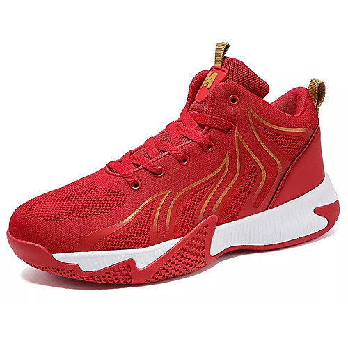 

Men's Summer Sporty Athletic Trainers / Athletic Shoes Basketball Shoes PU / Tissage Volant Non-slipping Black / Red Color Block