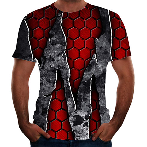 

Men's Plus Size Color Block 3D T-shirt Basic Going out Weekend Round Neck Rainbow / Short Sleeve / Animal