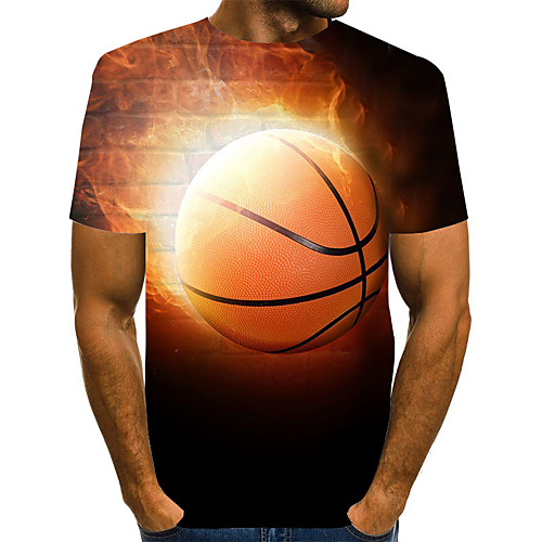 

Men's Graphic 3D Print Black & Red Print T-shirt Basic Exaggerated Daily Round Neck Black / Short Sleeve