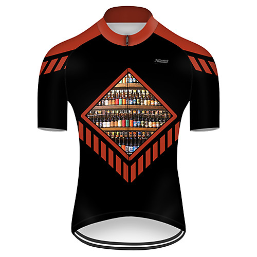 

21Grams Men's Short Sleeve Cycling Jersey Polyester Black / Red Novelty Oktoberfest Beer Bike Jersey Top Mountain Bike MTB Road Bike Cycling Breathable Quick Dry Ultraviolet Resistant Sports Clothing