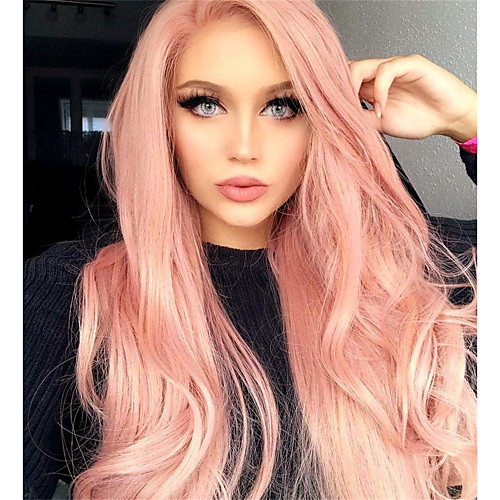 

Synthetic Wig Matte Body Wave Middle Part Wig Pink Long PinkRed Bright Purple Synthetic Hair 65 inch Women's Party Adorable Middle Part Pink Purple