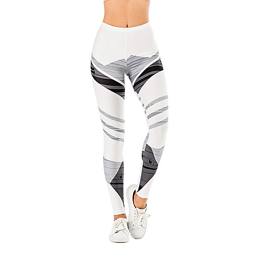 

Women's Yoga Pants 3D Print White Elastane Yoga Running Fitness Tights Leggings Sport Activewear Quick Dry Tummy Control Butt Lift Moisture Wicking High Elasticity Skinny