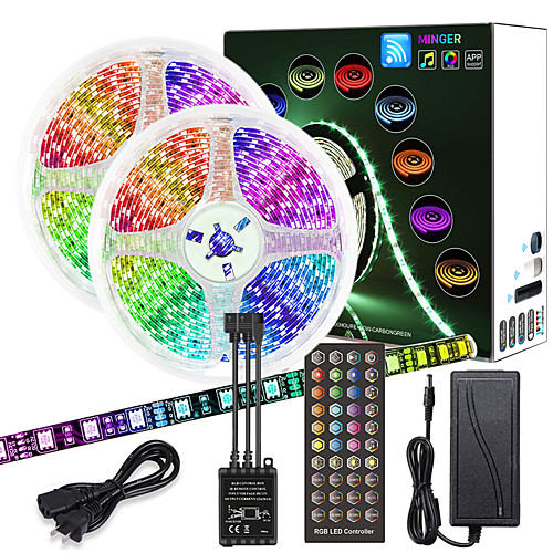 

ZDM 10M(25M) High-Quality Black PCB Music Timing Synchronous Control Flexible Light Bar 600 x 5050 Waterproof RGB LED Strip Light and IR 40 Key Controller with12V 6A Adapter Kit