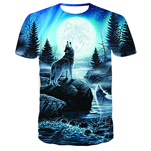 

Men's 3D Print T-shirt Daily Round Neck Blue / Short Sleeve
