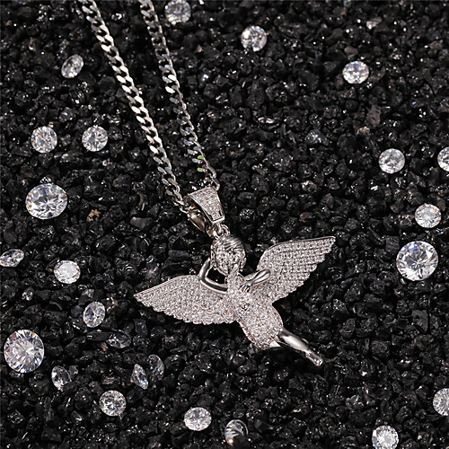 

Men's AAA Cubic Zirconia Necklace Pave Angel Statement Unique Design Trendy Fashion Copper Gold Silver 60 cm Necklace Jewelry 1pc For Party Evening Street Birthday Party