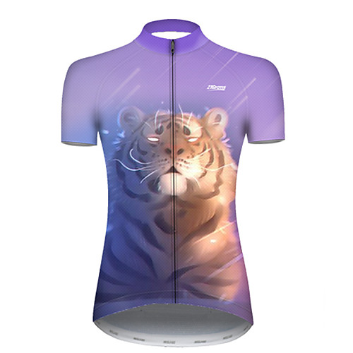 

21Grams Women's Short Sleeve Cycling Jersey Polyester Violet Galaxy Animal Tiger Bike Jersey Top Mountain Bike MTB Road Bike Cycling Breathable Quick Dry Ultraviolet Resistant Sports Clothing Apparel