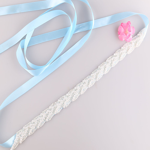

Satin / Tulle Wedding / Party / Evening Sash With Imitation Pearl / Belt / Appliques Women's Sashes