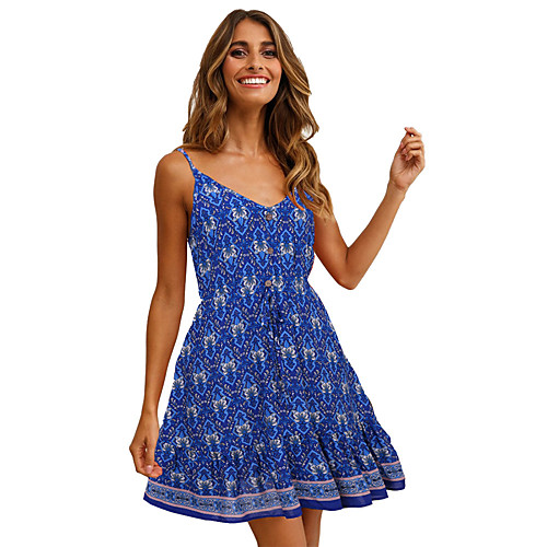 

Women's Sundress Short Mini Dress - Sleeveless Geometric Spring Summer Sexy Mumu Slim 2020 Black Blue Red S M L XL