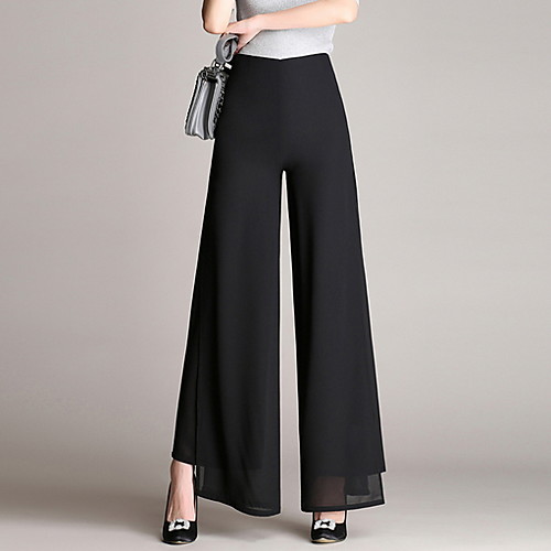 

Women's Basic Loose Wide Leg Pants - Solid Colored Black S / M / L