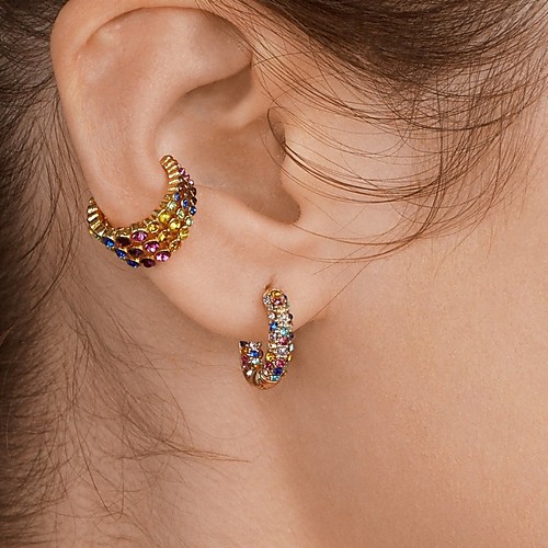 

Women's Hoop Earrings Geometrical Precious Earrings Jewelry White / Rainbow For Party