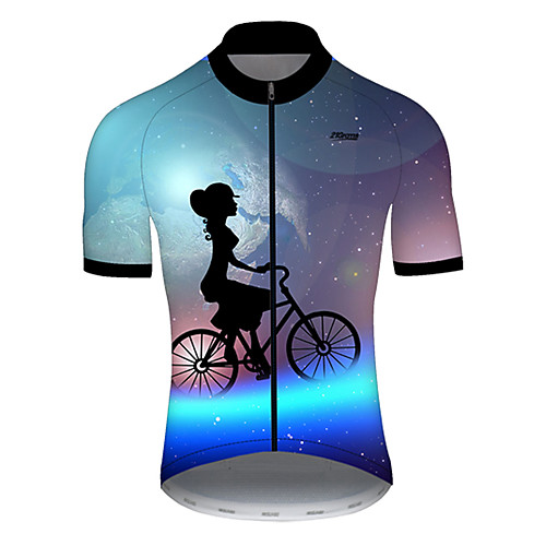 

21Grams Men's Short Sleeve Cycling Jersey Black / Blue Bike Top Mountain Bike MTB Road Bike Cycling Breathable Sports Clothing Apparel / Micro-elastic