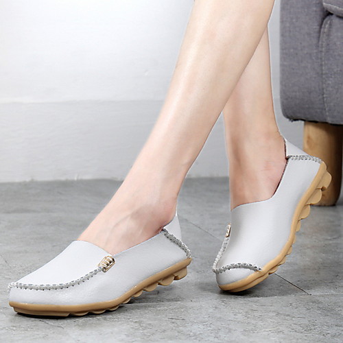 

Women's Loafers & Slip-Ons Spring / Summer Flat Heel Round Toe Daily PU White / Black / Yellow
