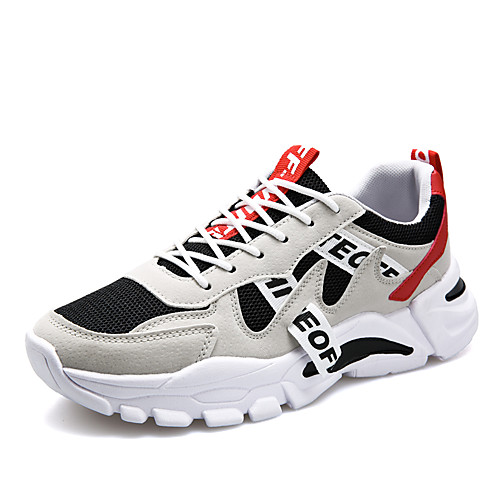 

Men's Spring & Summer / Fall & Winter Casual Daily Outdoor Trainers / Athletic Shoes Walking Shoes Mesh / PU Breathable Waterproof Non-slipping White / Red / Gray