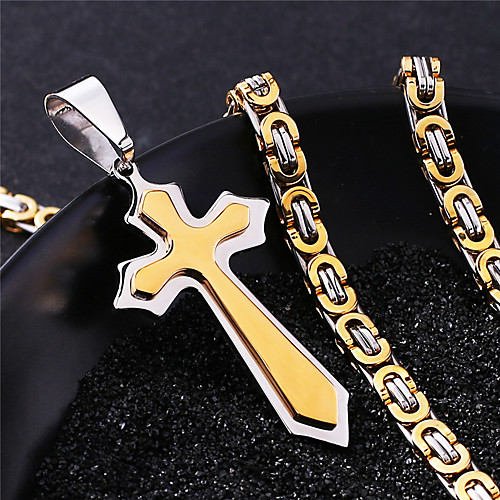 

Men's Necklace Crossover Artistic Classic Titanium Steel Gold 55 cm Necklace Jewelry 1pc For Anniversary Street Festival