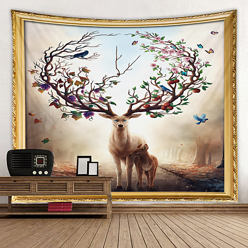 

Sika deer digital printing tapestry Decor Wall Art Tablecloths Bedspread Picnic Blanket Beach Throw Tapestries Colorful Bedroom Hall Dorm Living Room Hanging