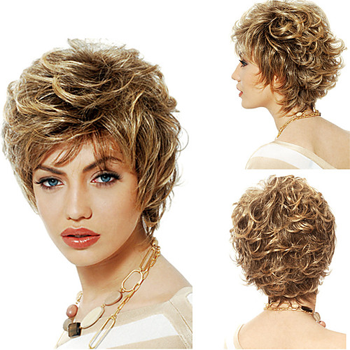 

Synthetic Wig Curly Matte Layered Haircut Wig Short Light Brown Synthetic Hair 6 inch Women's Women curling Fluffy Brown