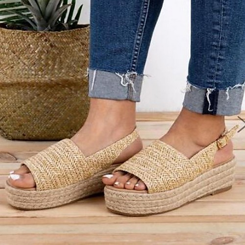 

Women's Sandals Platform Sandal Summer Platform Open Toe Daily PU Khaki / Beige