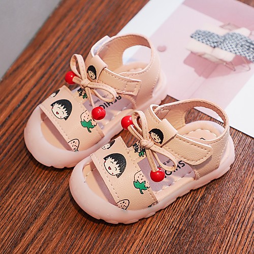 

Girls' Comfort PU Sandals Toddler(9m-4ys) Walking Shoes Pink / Beige Summer / Slogan