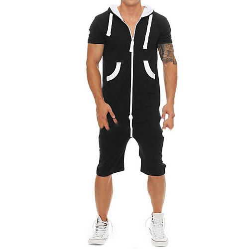 

Men's Basic Black Romper Onesie, Solid Colored US32 / UK32 / EU40 US34 / UK34 / EU42 US36 / UK36 / EU44