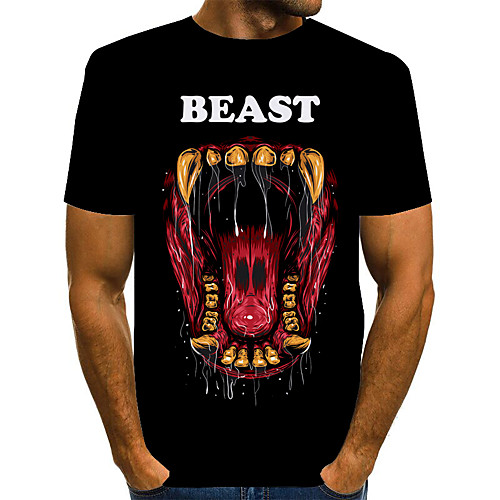 

Men's Graphic 3D Print Black Print T-shirt Basic Exaggerated Daily Blue / Purple / Red / Yellow / Fuchsia / Green