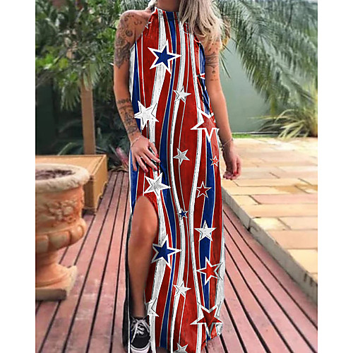 

Women's Shift Dress - Sleeveless Rainbow Flag Summer Elegant Daily 2020 Rainbow M L XL XXL XXXL