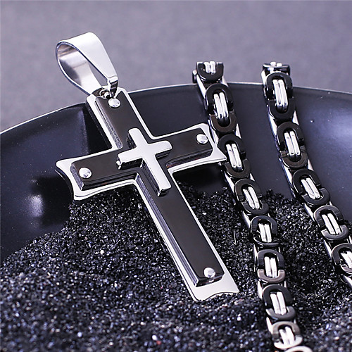 

Men's Necklace Crossover Artistic Classic Titanium Steel Black 55 cm Necklace Jewelry 1pc For Anniversary Street Festival