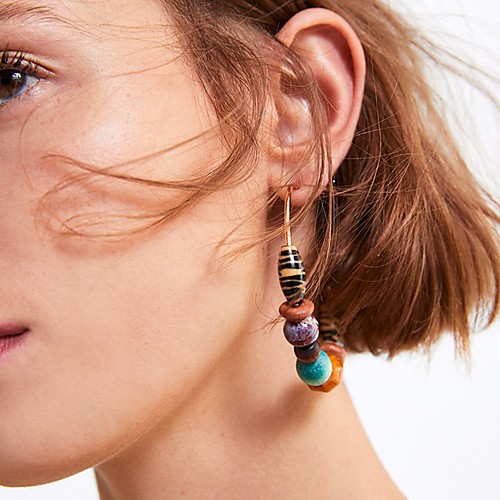 

Women's Hoop Earrings Geometrical Precious Earrings Jewelry Black / Yellow / Pink For Daily