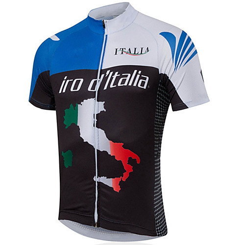 

21Grams Men's Short Sleeve Cycling Jersey Polyester Black / Blue Italy National Flag Bike Jersey Top Mountain Bike MTB Road Bike Cycling UV Resistant Breathable Quick Dry Sports Clothing Apparel