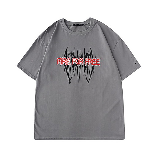 

Men's Letter T-shirt Daily Round Neck White / Black / Gray / Short Sleeve