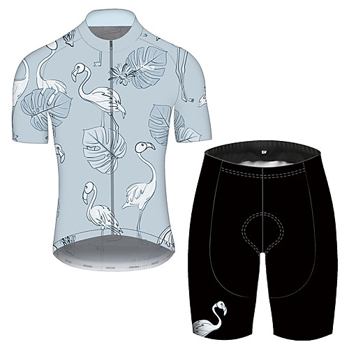 

21Grams Men's Short Sleeve Cycling Jersey with Shorts Blue Flamingo Floral Botanical Bike UV Resistant Quick Dry Sports Flamingo Mountain Bike MTB Road Bike Cycling Clothing Apparel / Stretchy