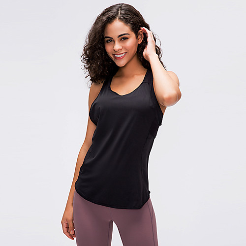 

Women's Yoga Top Solid Color White Black Pink Grey Elastane Cotton Yoga Running Fitness Top Sport Activewear Breathable Quick Dry Comfortable Stretchy