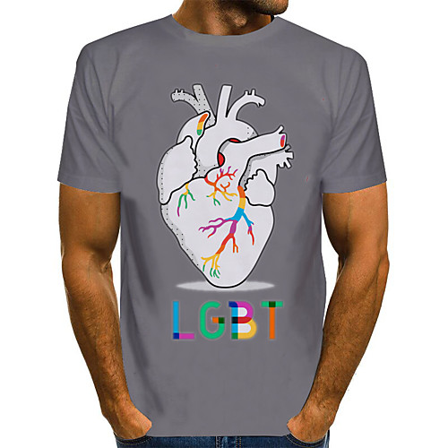 

Men's Graphic 3D Print Pride Day Print T-shirt Basic Exaggerated Daily Round Neck Blue / Purple / Red / Yellow / Camel / Green / Gray / Short Sleeve