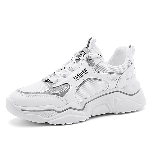 

Women's Trainers / Athletic Shoes 2020 Fall Flat Heel Round Toe Sporty Casual Daily Outdoor Glow in the Dark Solid Colored Mesh Running Shoes / Walking Shoes White / Orange