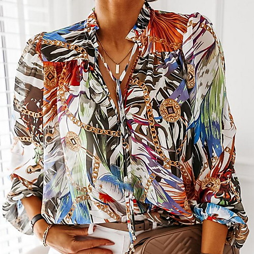 

Women's Geometric Loose Shirt Daily Shirt Collar Rainbow