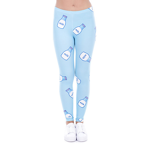 

Women's Yoga Pants 3D Print Light Blue Elastane Yoga Running Fitness Tights Leggings Sport Activewear Quick Dry Tummy Control Butt Lift Moisture Wicking High Elasticity Skinny