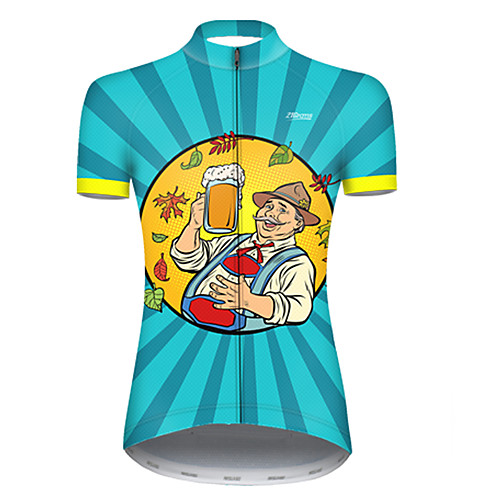 

21Grams Women's Short Sleeve Cycling Jersey Polyester BlueYellow Stripes Gradient Oktoberfest Beer Bike Jersey Top Mountain Bike MTB Road Bike Cycling Breathable Quick Dry Ultraviolet Resistant