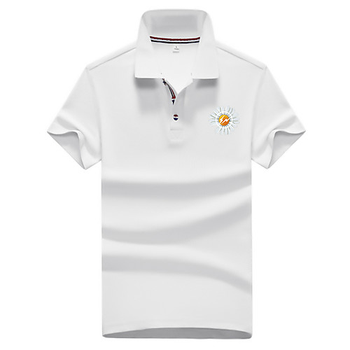 

Men's Graphic Slim Polo Basic Elegant Daily Work Shirt Collar White / Black / Yellow / Blushing Pink / Gray / Light Blue / Short Sleeve