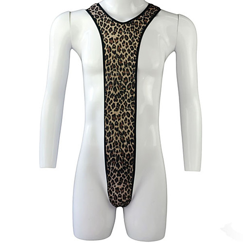 

Men's Print Bodysuits Nightwear Leopard Brown One-Size