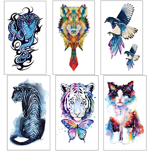 

6 pcs Temporary Tattoos Water Resistant / Waterproof / Mini Style / Safety Face / Body / Hand Water-Transfer Sticker Body Painting Colors