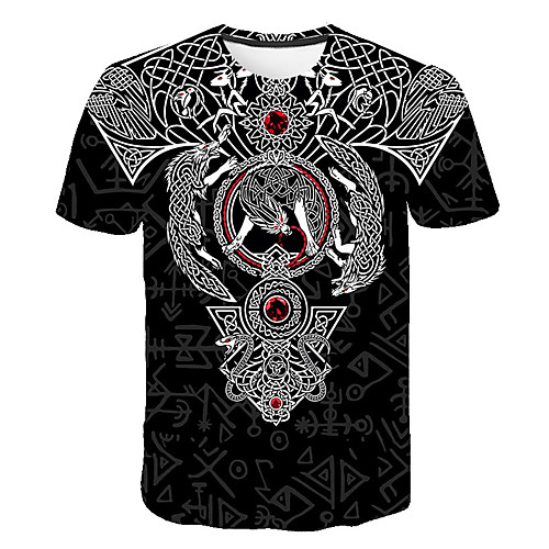 

Men's Color Block 3D Print T-shirt Street chic Punk & Gothic Club Weekend Round Neck Black / Short Sleeve