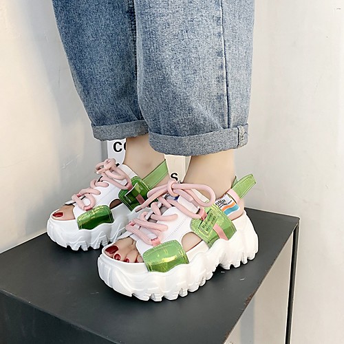 

Women's Sandals Summer Platform Open Toe Daily PU Gold / Green
