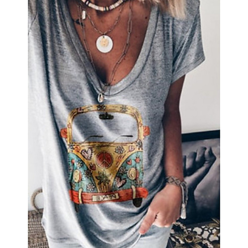 

Women's Geometric T-shirt - Cotton Daily Gray
