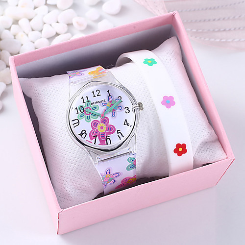 

Women's Quartz Watches Flower New Arrival White Silicone Chinese Quartz White Chronograph Cute Creative 2 Piece Analog One Year Battery Life