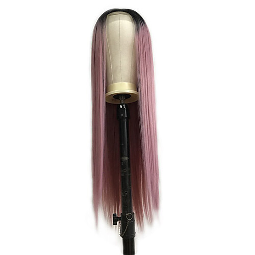 

Synthetic Lace Front Wig Straight Middle Part Lace Front Wig Pink Ombre Long Pink Synthetic Hair 18-26 inch Women's Cosplay Soft Party Pink Ombre