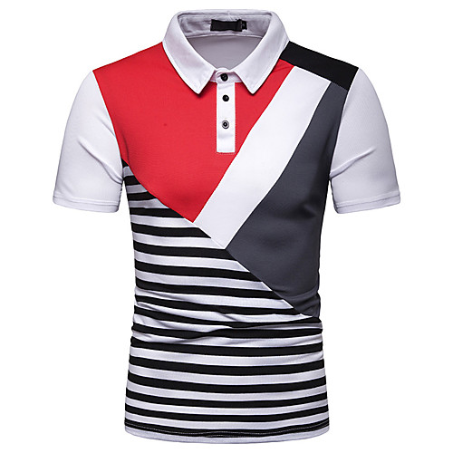 

Men's Polo Color Block Short Sleeve Daily Tops White Black Gray