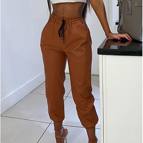 

Women's Basic Slim Chinos Pants - Solid Colored Black Green Brown S / M / L
